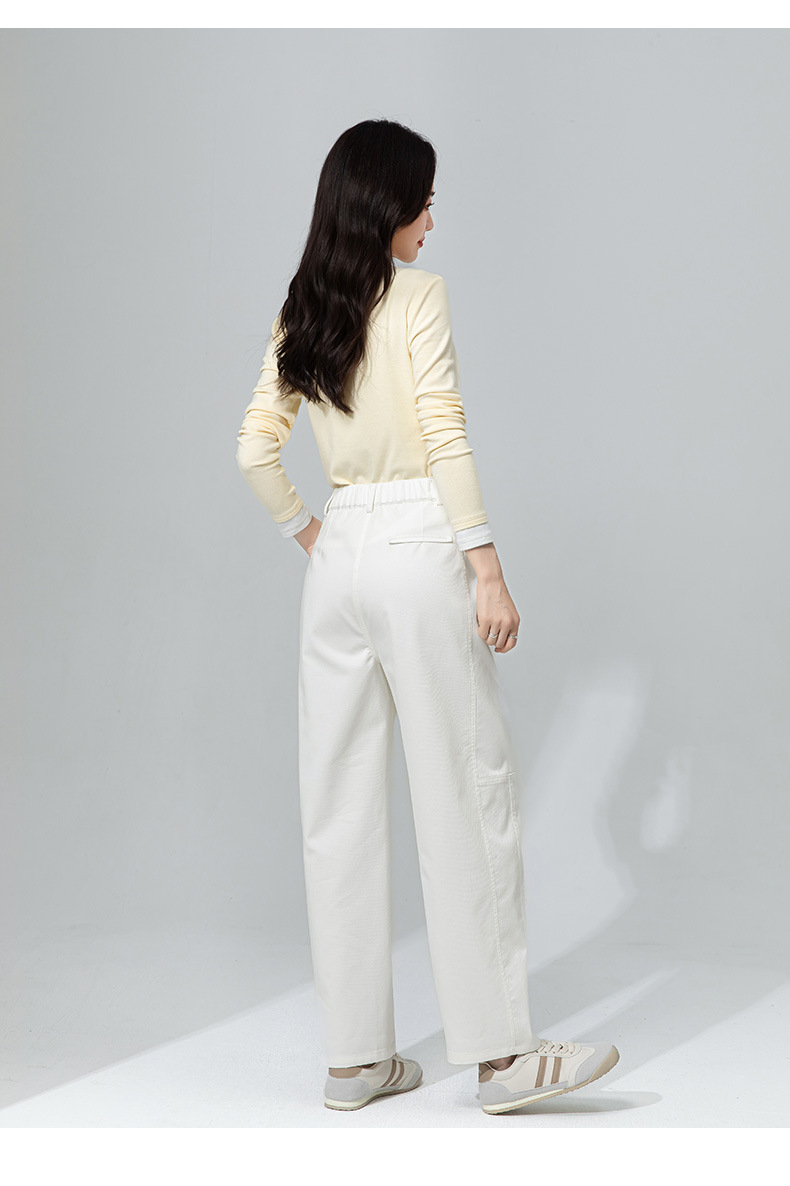 Quần tây nữ ống đứng dáng suông vải Tencel cotton mềm mại, thiết kế 9 phân tôn dáng — Màu trắng chi tiết 24