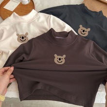 儿童德绒半高领宝宝打底衫男童2023秋冬女童韩版内搭上衣长袖T恤