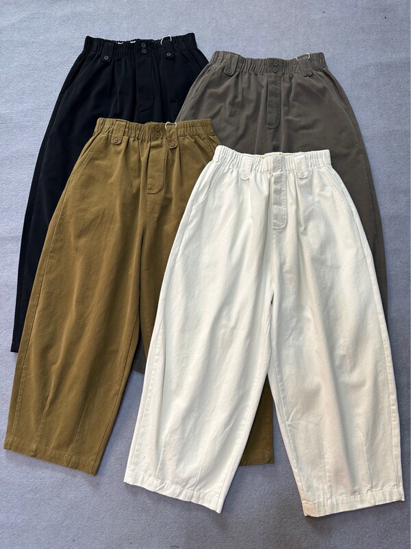 Cotton Harem Pants Women's Spring and Autumn New High Waist Elastic Band Workwear Loose Large Size Pants Wide Leg Casual Pants