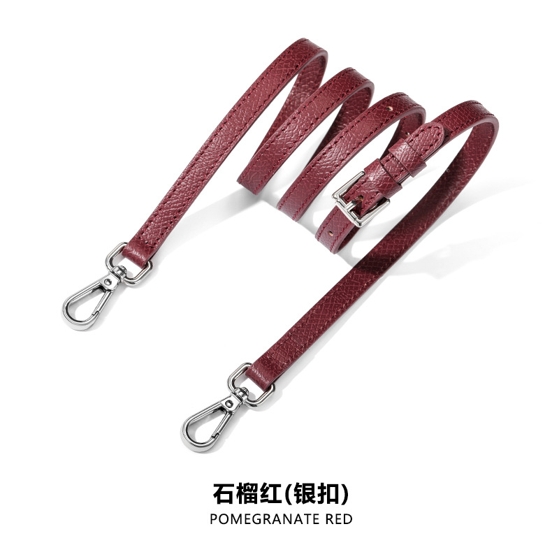 A-48 first layer cowhide 1.2cm adjustable pomegranate red silver buckle