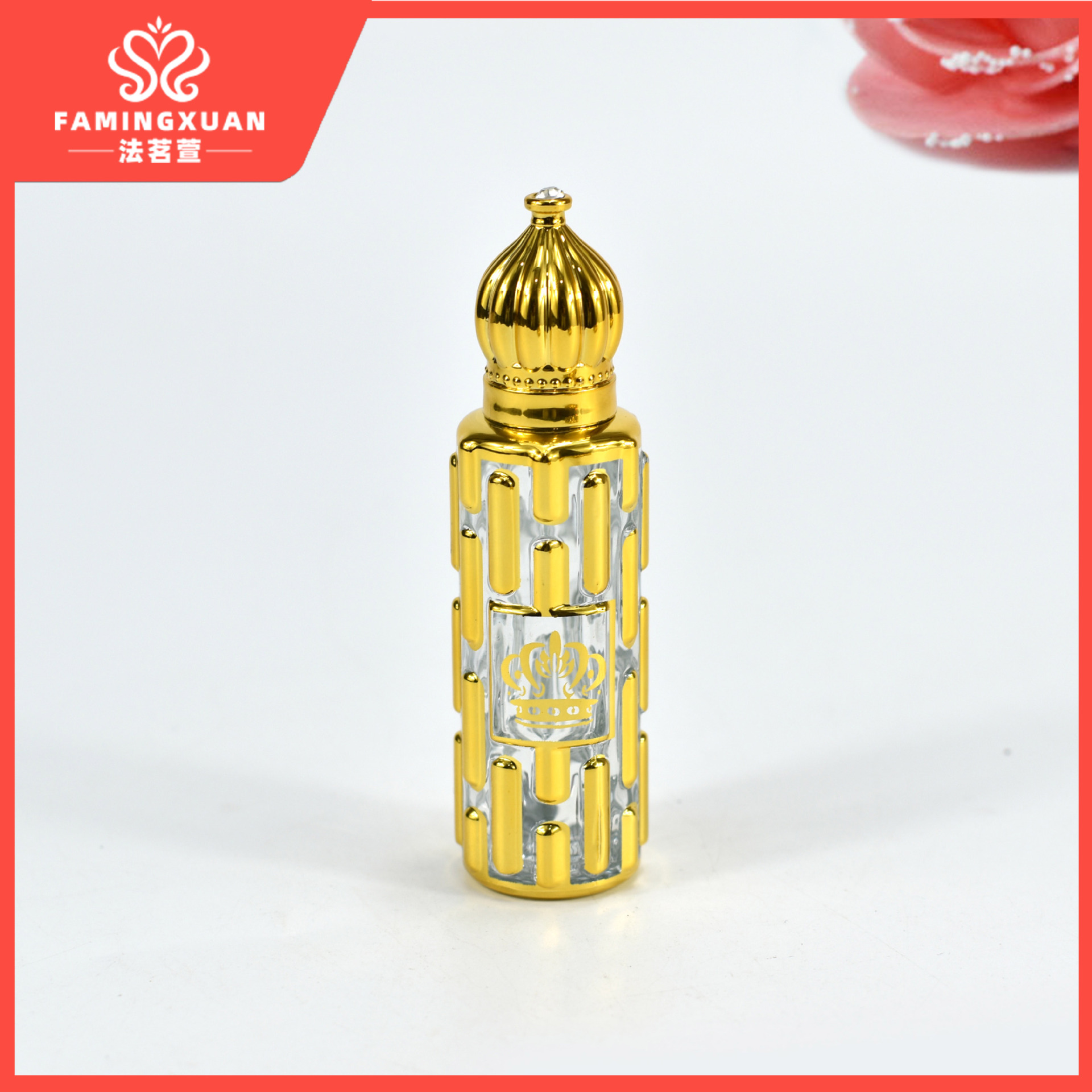 Botella vacía de la botella de perfume a granel de la sub-botella vacía de la bola de cristal del dorado 15ML