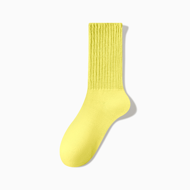 Calcetines para niñas, color sólido de alto valor, calcetines largos de tubo alto de marea callejera de todo fósforo, calcetines japoneses de primavera y verano transpirables y desodorantes