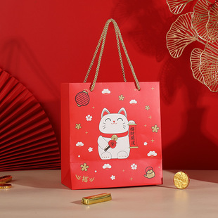 2025 New Year's Day and Spring Festival Portable Window-Opening Transparent Gift Paper Bags for Snacks and Gifts