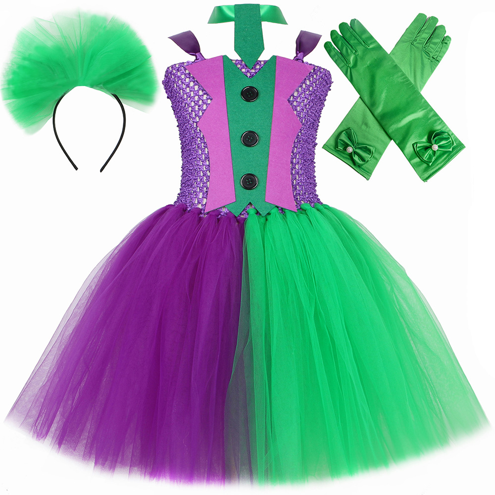Abbigliamento per bambini Costumi per bambini di Halloween Il cavaliere oscuro Heath Ledger Batman Il Joker Gonna in tulle a rete per bambine_voghion.com