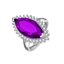 凯薇新抖音直播马眼钻彩色钻戒指 开口气质黄海蓝深蓝紫彩钻戒指