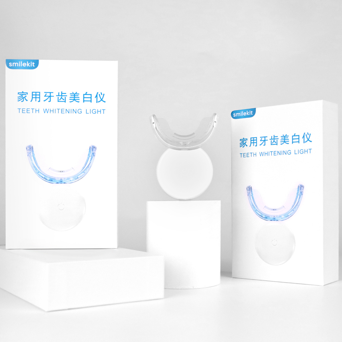 Smilekit, conjunto de blanqueador de dientes, limpiador de dientes, conjunto de limpiador de dientes con luz fría para el hogar