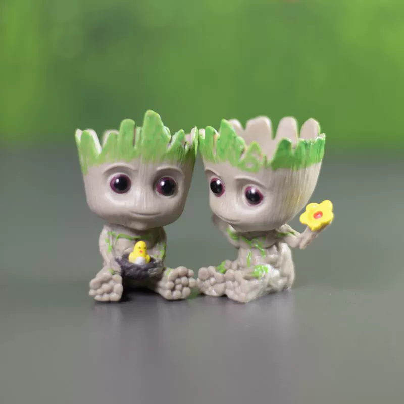Мини-цветочный горшок-фигурка (Galax Guard Groot), 5 см — милые декоративные игрушки: гнездо для птиц и положение рук