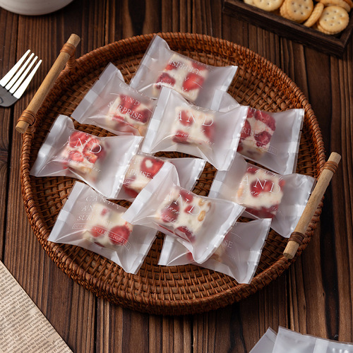 Snowflake Crisp Packaging Bags: Toffee Nougat, Handmade Baked New Year Candies, Machine-Sealed Bags, Candy Wrappers, Cookie & Milk Date Bags