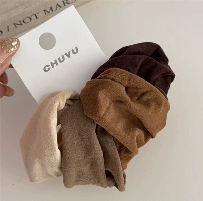 High Elasticity Ultra-Wide Hair Tie 2025 Saç üçün rezinlər - wristband-hair-tie-coffee-color-mixed-4-pieces-packed-in-bags