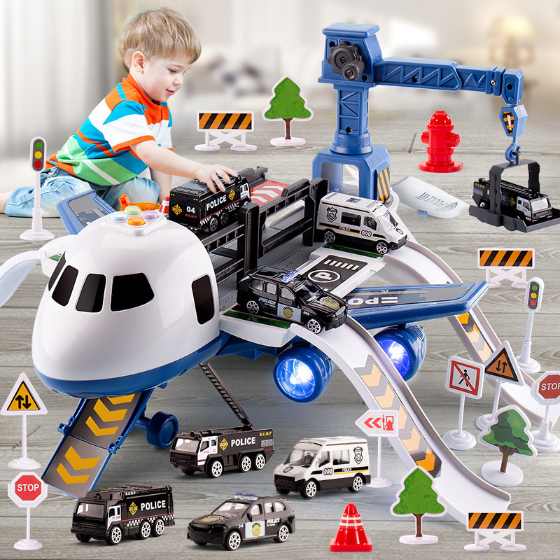 Transforming Airplane Children's Scene Toy Multifunctional Ejection Tower Airplane Model with Inertia and Drop Resistance, Featuring Sound and Light Ejection for Boys