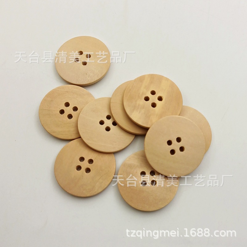 Troncos planos de madera de cuatro ojos de 30mm/botones de café profundo artesanías decorativas 20/25 un paquete