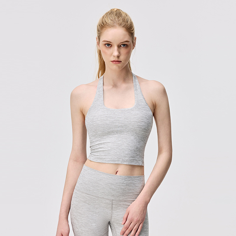 Una pieza de chaleco de cuello colgante mujer retro lu yoga ropa de ejercicios con cojín de pecho desnudo sensación de ropa interior deportiva transpirable