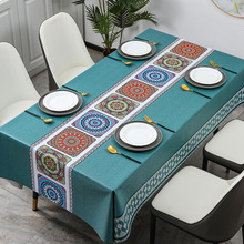 跨境一件代发民族风桌旗桌布防水防油免洗长方形pvc餐布批发