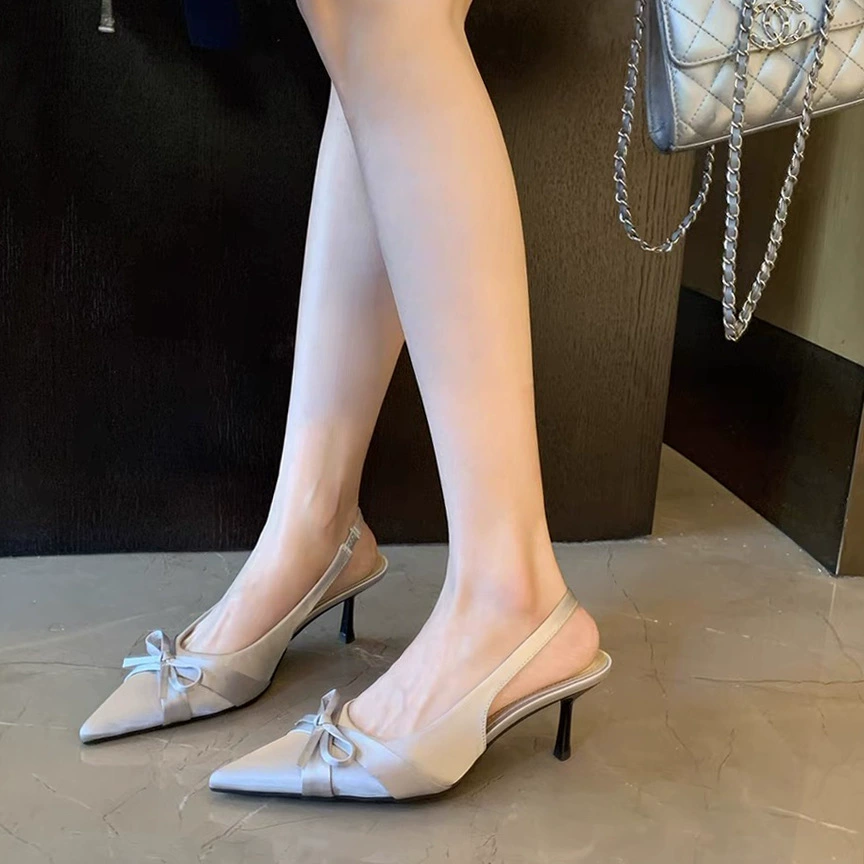 Версия из овчины ~ босоножки на высоком каблуке из натуральной кожи на шпильке с острым носком для женщин, летние туфли на высоком каблуке, французские сандалии с одним ремешком