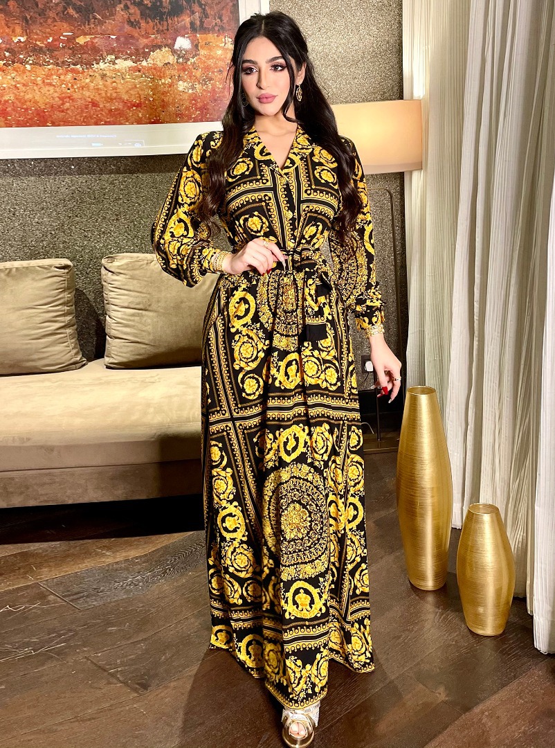 Women's Clothing women's shirt printed long sleeved swing dress fashion long skirt dress_voghion.com