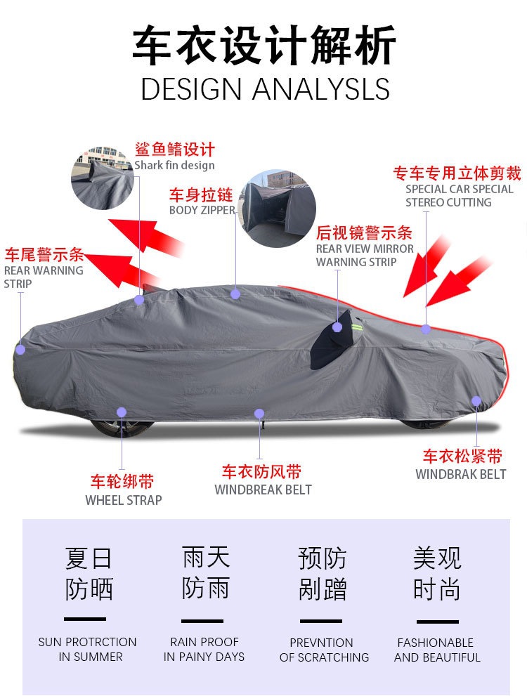 In-stock car cover, rainproof, heat-insulating, sunshade, suitable for all seasons, full car sun protection, EVA dustproof car cover