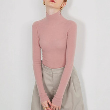 韩国2025新款法式粉色半高领羊毛针织衫女高级感打底毛衣软糯上衣