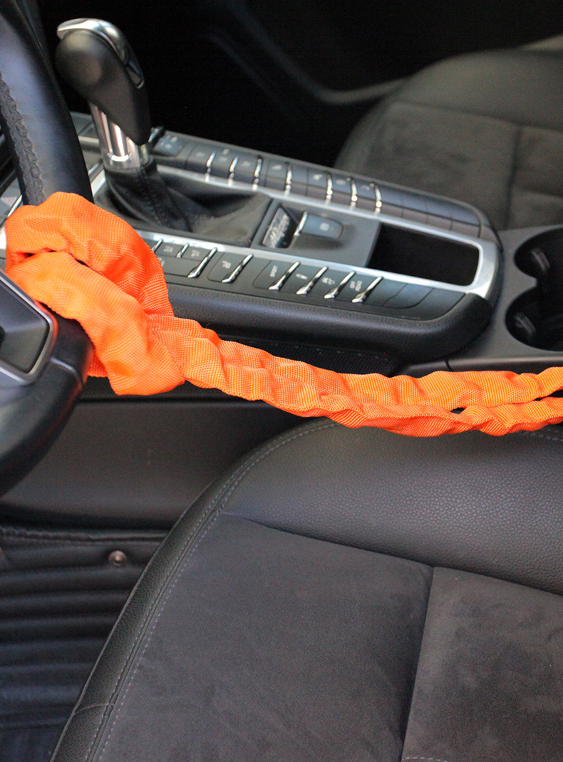 Car steering wheel lock steel chain anti-saw security anti-theft lock car universal buckle lock portable anti-theft car lock