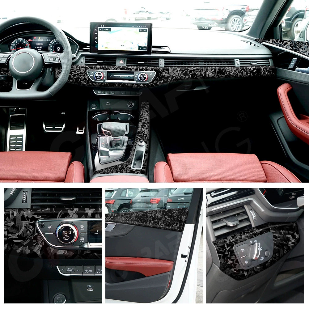 Горячая распродажа нового продукта, свет и тень, кованое углеродное волокно, черная автомобильная наклейка, меняющая цвет наклейка, боковая юбка, передняя крышка автомобиля, латте-арт