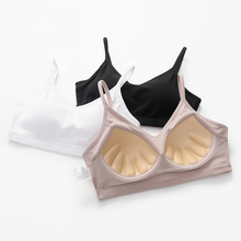 【工厂批发】纯棉固定杯美背内衣女无钢圈聚拢运动瑜伽防走光背心