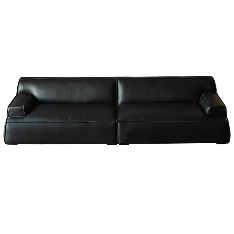 Sofá de cuero Damasco sala de estar retro sofá de tres filas Baxter negro cabeza sofá de cuero