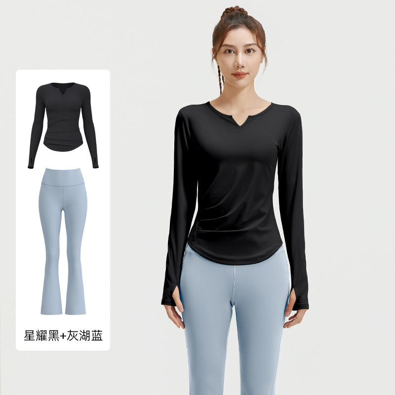 Juyitang traje de yoga con cuello en v de otoño