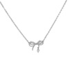 Silver necklace with bow, fresh pendant, small design universal accessory, Birthday gift