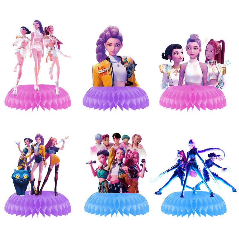 New K-Pop Hunter Witch Group Children's Birthday Party Honeycomb Ornaments Party Photo Props Decorative Supplies