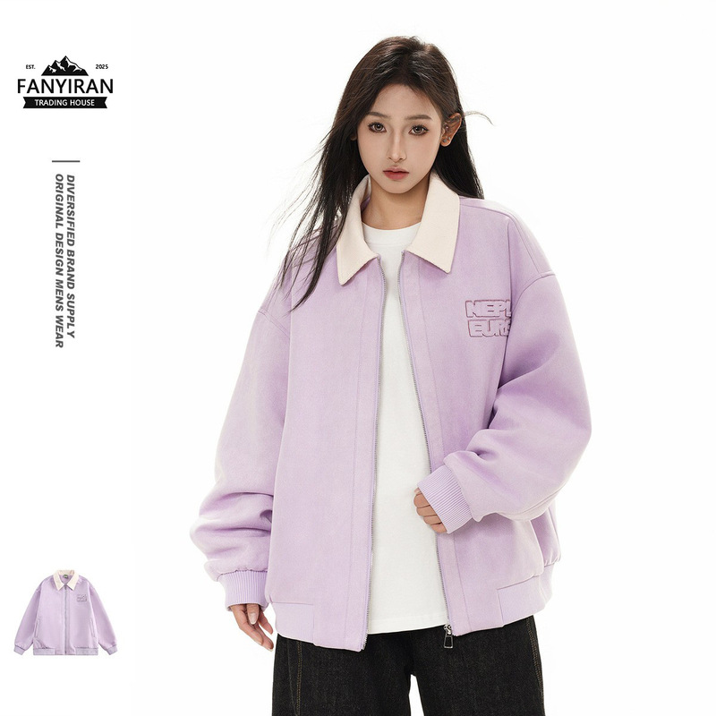 Nepleure American Trendy Brand Retro Street Work Jacket Men's and Women's Suede Lapel Jacket Ck2507