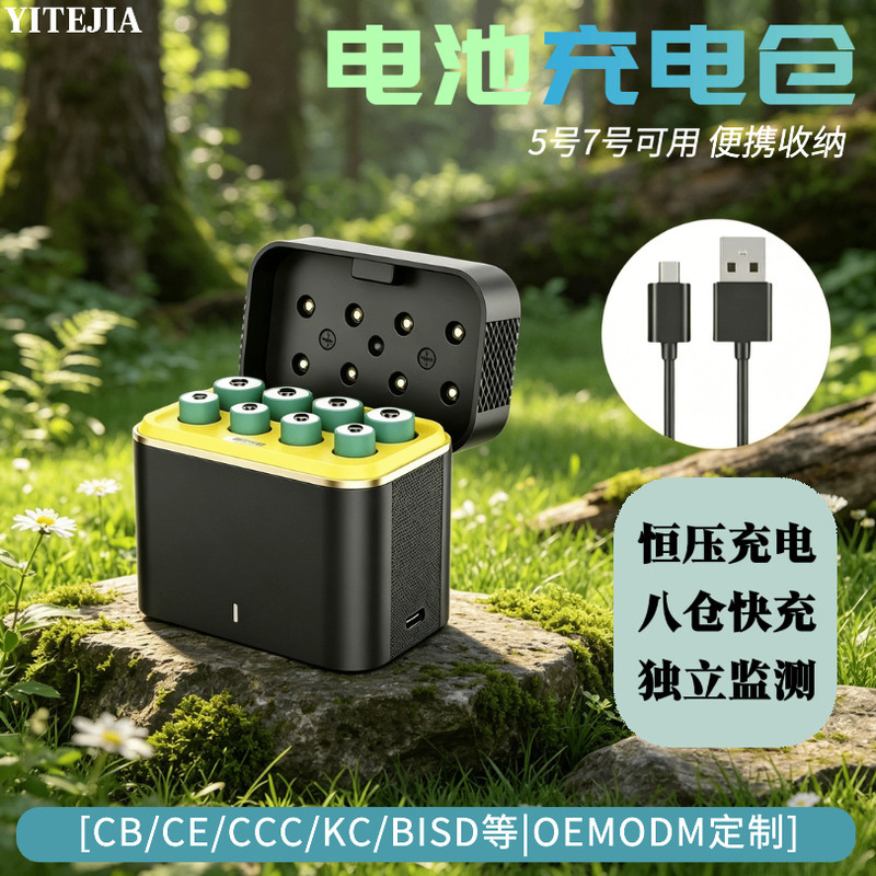 Cross-Border Best-Selling Eight-Compartment Battery Charging Compartment, No. 5 and No. 7 Constant Voltage Charging Compartment, Multi-Compartment Battery Storage Charging Compartment
