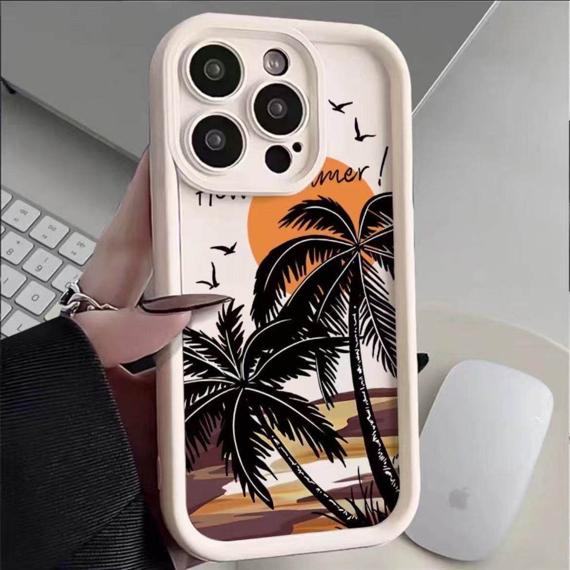 Sunset Coconut para iPhone 16pro funda para teléfono móvil Apple 15 anti-caída 14 Europa y América 13promax nuevo 12x
