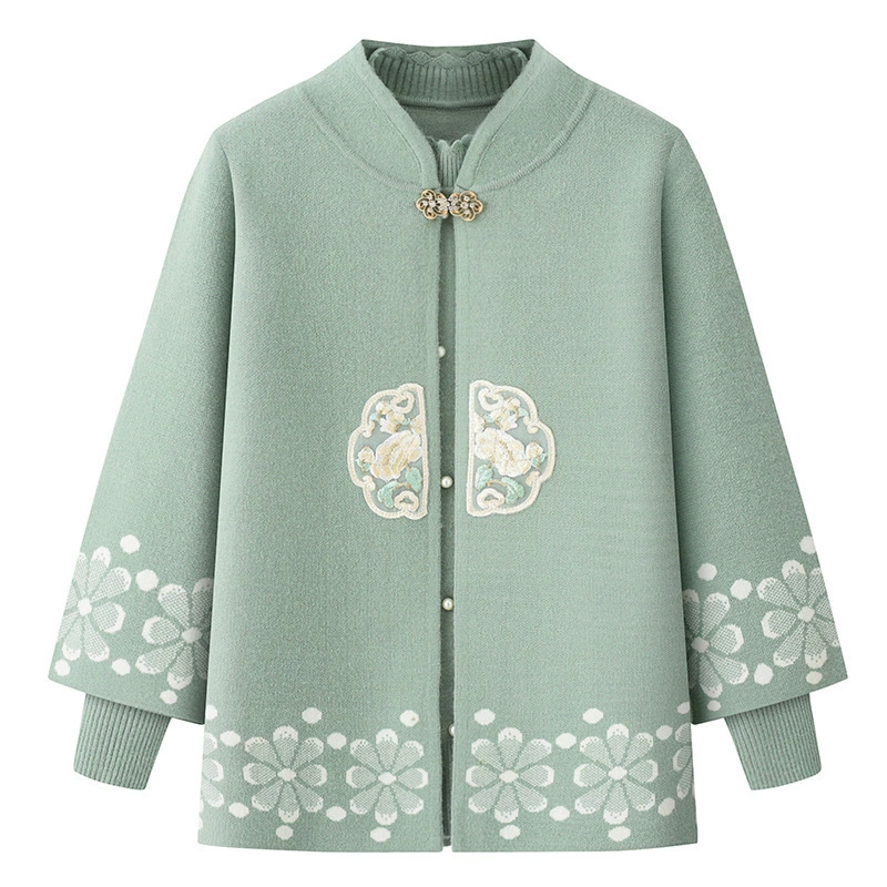 Пожилые люди осень и зима женская куртка свитер кардиган бабушка весна и осень костюм миссис одежда мама костюм из двух частей