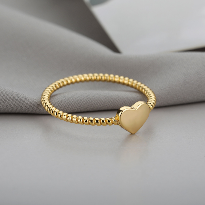 7g Weight Gold Plated Plating Material Rings Classification 1 Piece Quantity Daily Occasion Simple Style Heart Shape Copper Plating Gold Plated Rings