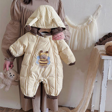 pf293婴幼儿连身衣女宝宝印花洋气连体服冬季婴儿棉服加厚爬爬衣