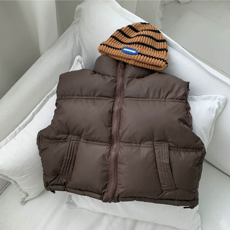 Трансграничные новые детские пуховые хлопчатобумажные жилеты осенние и зимние мальчики девочки среднего и старшего возраста водонепроницаемые куртки из овечьей кожи плеча
