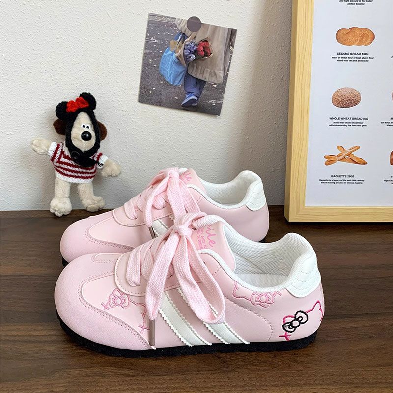 Hellokitty Cute Embroidered Moral Training Shoes for Women 2025 Summer New White Shoes Niche Versatile Casual Sneakers
