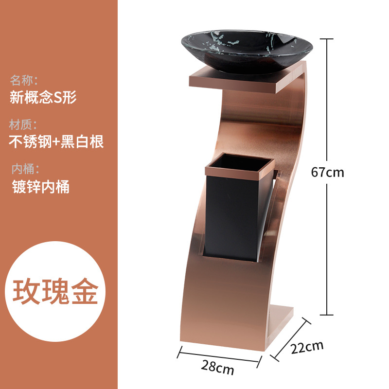 Vestíbulo del hotel comercial basura con cenicero de acero inoxidable mármol centro comercial ascensor vertical al aire libre cubo humo