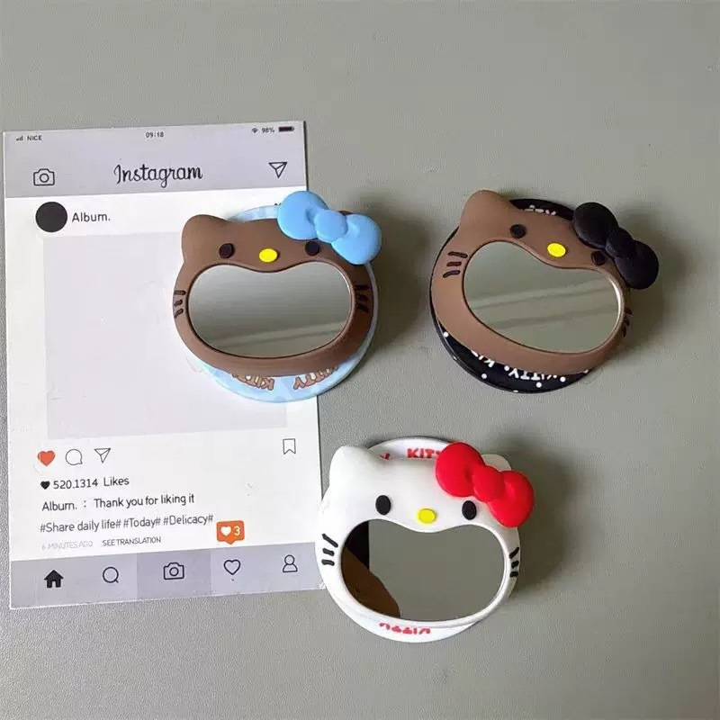 Cartoon Mirror Silicone Kitty Cat Magnetic Stand Compatible with Magsafe, Strong Adsorption, Retractable Desktop Airbag