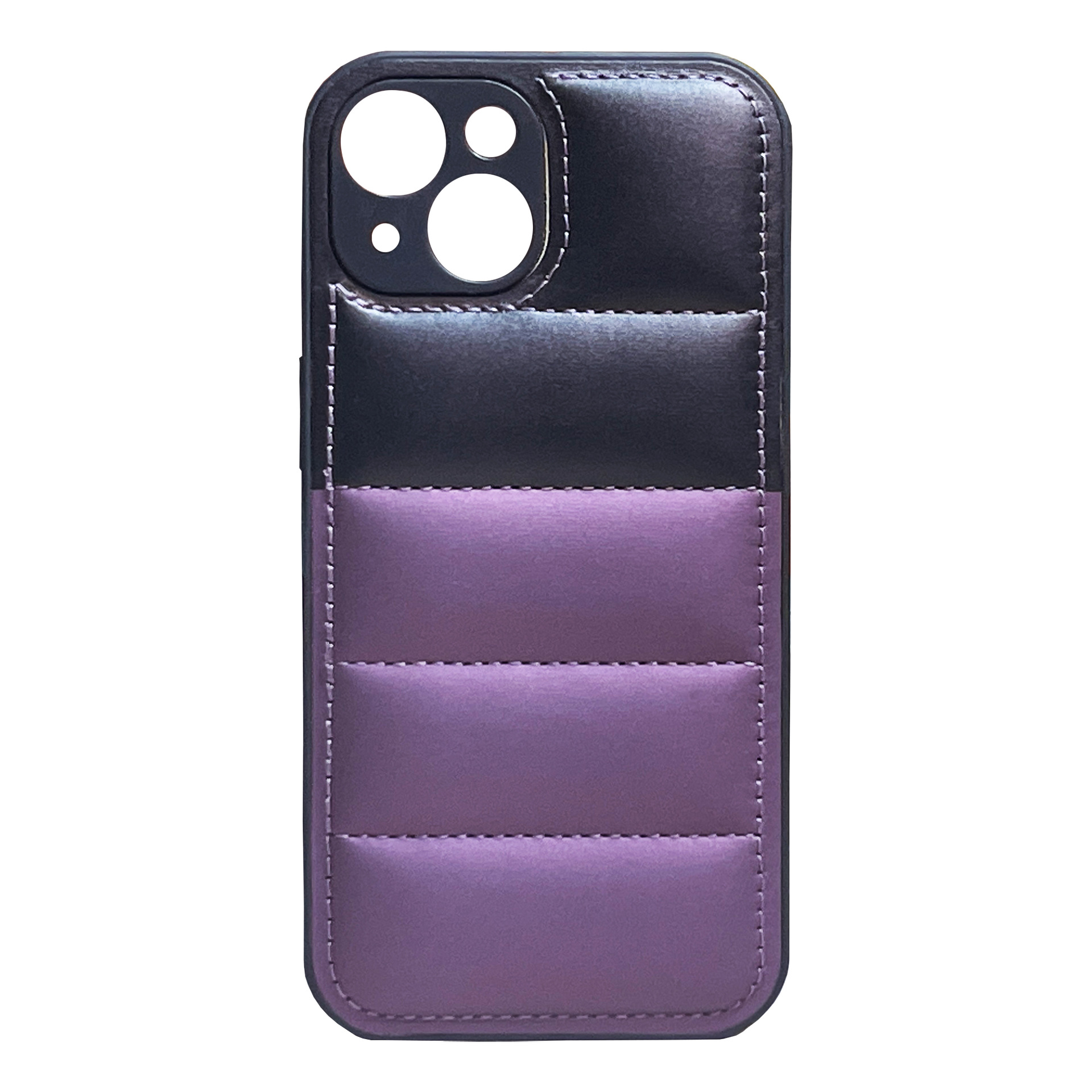 Funda para teléfono móvil estilo chaqueta acolchada con bloques de color, lista para usar, adecuada para la serie iPhone 16 Pro Max.