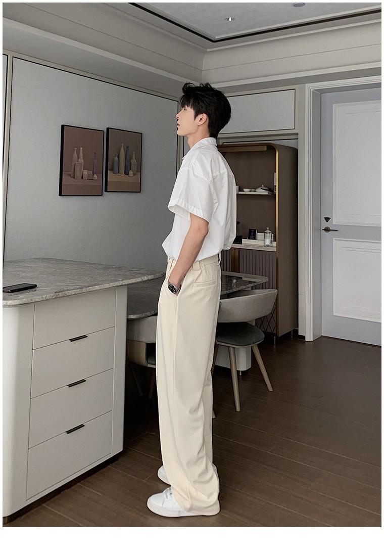 Men's Clothing Spring and autumn mopping pants simple casual trousers men new loose straight trousers black versatile trousers trend_voghion.com
