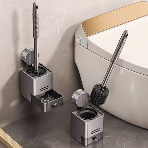 Suction Cup Toilet Brush Storage Rack Household Toilet Brush Toilet Bathroom Toilet Cleaning Draining