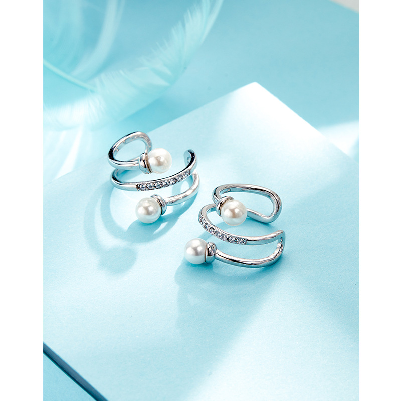 S925 plata esterlina perla oído clip earless pendientes hembra nicho diseño de alto grado oído espárragos simple oído clip pendientes