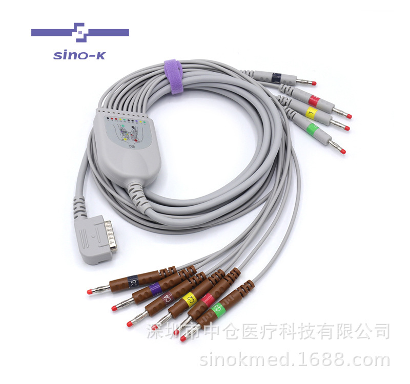 兼容铃谦十二导心电导联线 P/N:PC-109心电图一体线4.0香蕉插