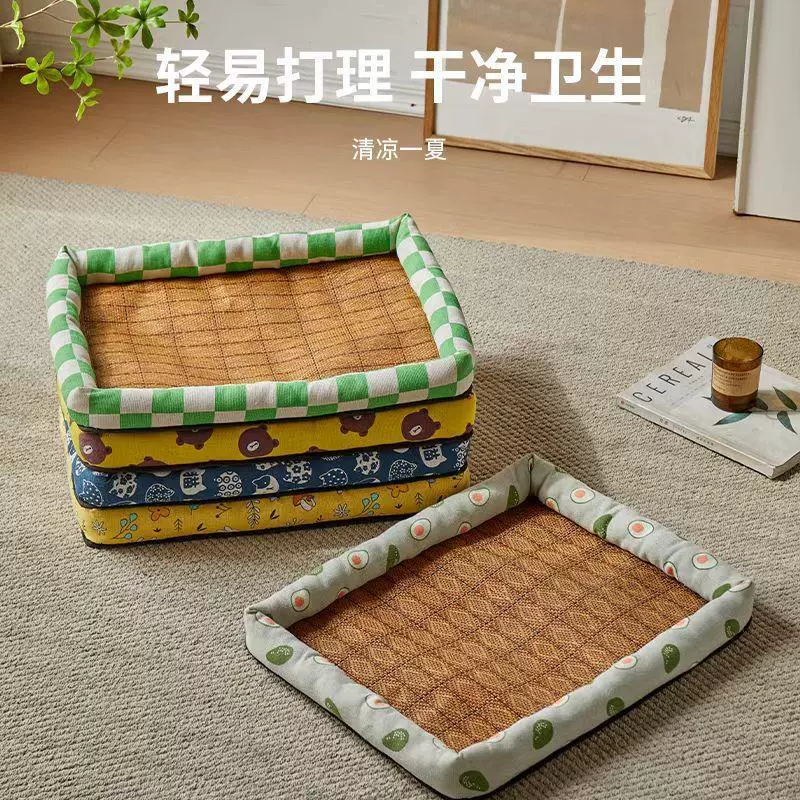 Летний охлаждающий коврик для домашних животных, гнездо для котенка, коврик из ротанга, коврик Тедди, гнездо для собаки, гнездо для кошки, коврик для щенка, охлаждающий матрас