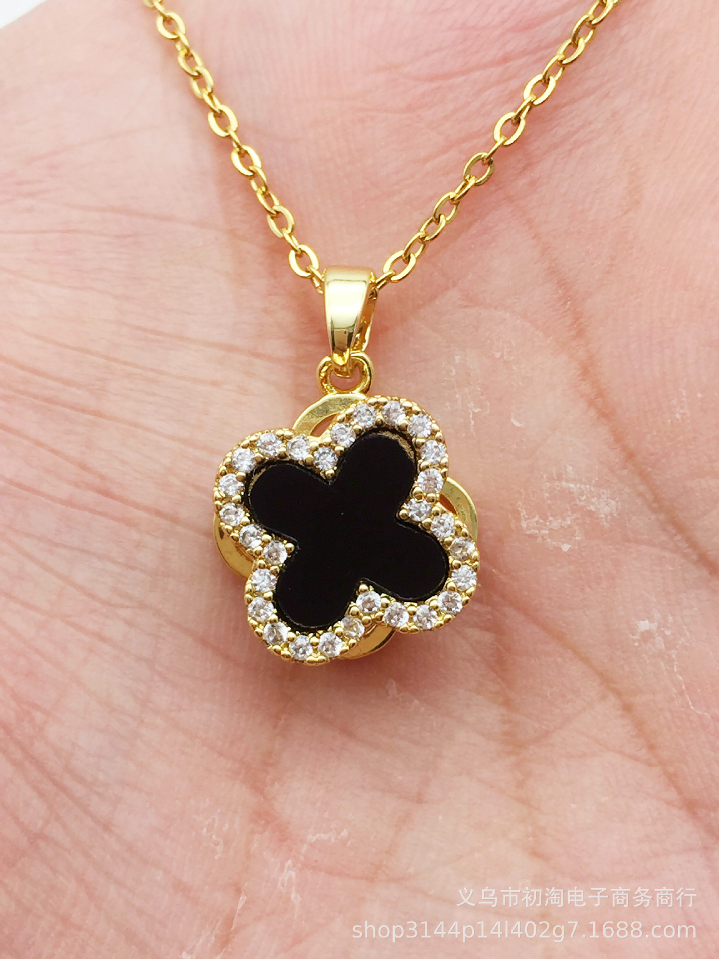 black pendant with zircon stainless steel