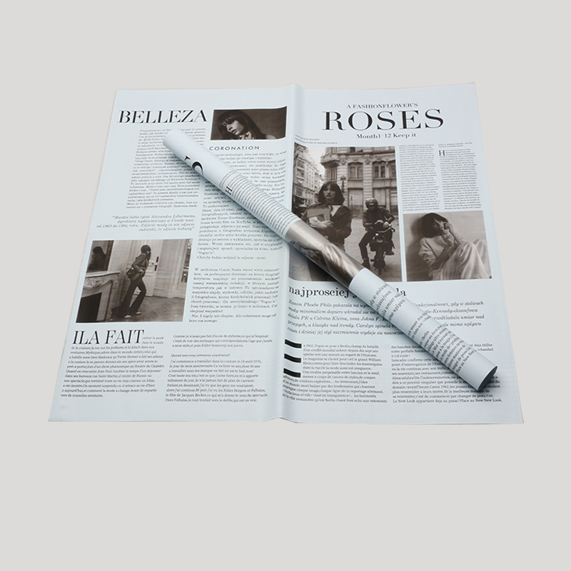Bright New Fashion Weekly Series Papel de embalaje de flores Periódico en inglés Plástico opp Floristería impermeable Materiales florales
