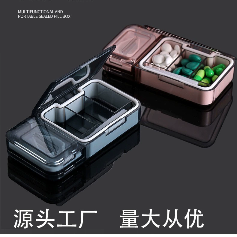 Многофункциональный портативный герметичный мини-органайзер для таблеток «четыре в одном» с 3 отделениями для домашнего использования, в наличии
