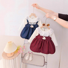 2025秋冬新款女童洋气两件公主儿童背心娃娃裙子连衣裙宝宝