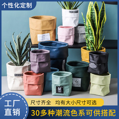 Ins Ceramic Kraft Paper Bag Planter Pot for Green Plants Indoor Plants Creative Personalized Home Use - Snake Plant Succulent Cactus Planter