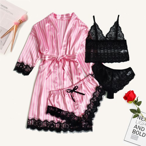 아마존 AliExpress 벨벳 파자마 새 슬링 바지 잠옷 4 피스 섹스 란제리 대외 무역 여성 홈 옷